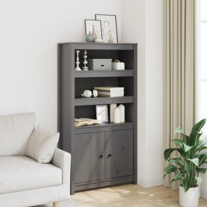 Dulap înalt, gri, 80x35x154 cm, lemn masiv de pin GartenMobel Dekor