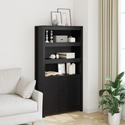 Dulap înalt, negru, 80x35x154 cm, lemn masiv de pin GartenMobel Dekor