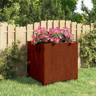 Jardinieră cu picioare, ruginiu, 50x50x50 cm, oțel corten GartenMobel Dekor