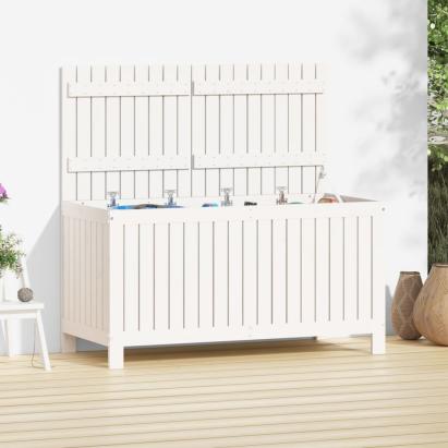 Cutie de depozitare grădină, alb, 121x55x64 cm, lemn masiv pin GartenMobel Dekor