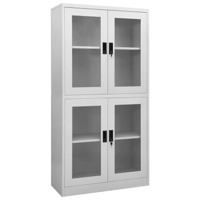 Dulap de birou gri deschis 90x40x180 cm oțel/sticlă securizată GartenMobel Dekor