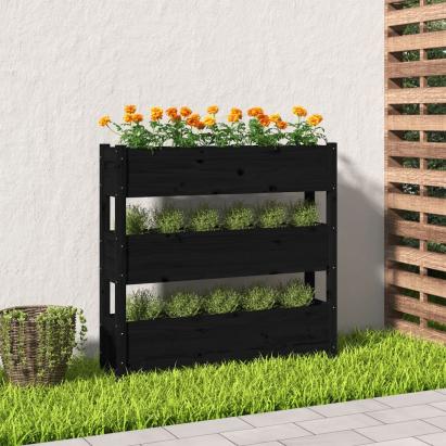 Jardinieră, negru, 112x25x104,5 cm, lemn masiv de pin GartenMobel Dekor