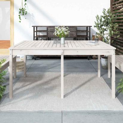 Măsuță de grădină, alb, 159,5x82,5x76 cm, lemn masiv de pin GartenMobel Dekor