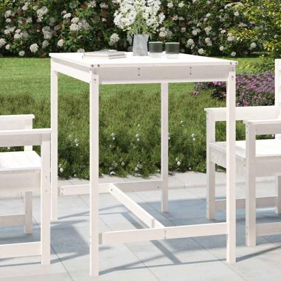 Măsuță de grădină, alb, 121x82,5x110 cm, lemn masiv de pin GartenMobel Dekor