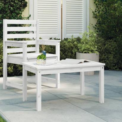 Măsuță de grădină, alb, 82,5x50,5x45 cm, lemn masiv de pin GartenMobel Dekor