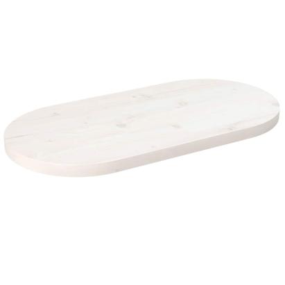 Blat de masă, alb, 80x40x2,5 cm, lemn masiv de pin, oval GartenMobel Dekor