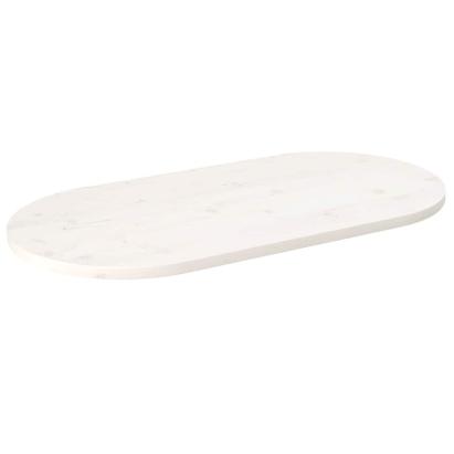 Blat de masă, alb, 110x55x2,5 cm, lemn masiv de pin, oval GartenMobel Dekor