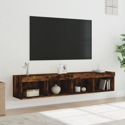 Comode TV cu lumini LED, stejar fumuriu, 80x30x30 cm GartenMobel Dekor