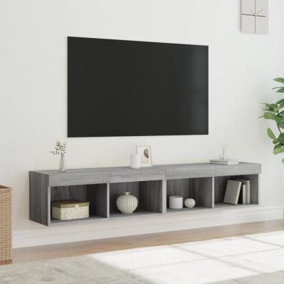 Comode TV cu lumini LED, 2 buc., gri sonoma, 80x30x30 cm GartenMobel Dekor