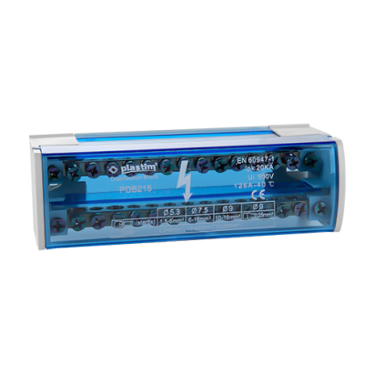 Bloc de distributie electrica 2x15 poli 125A Plastim PDB215 pentru tablou