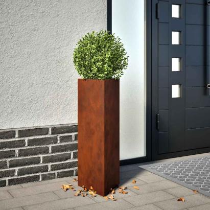 Jardiniere de grădină 2 buc Triunghiular Oțel pentru intemperii GartenMobel Dekor