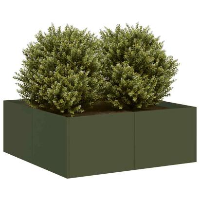 Jardinieră verde măsline 80x80x30 cm oțel GartenMobel Dekor