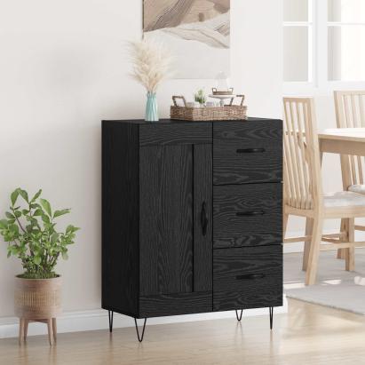Bufet cu sertar Stejar Negru 69,5 x 34 x 90 cm Lemn prelucrat GartenMobel Dekor