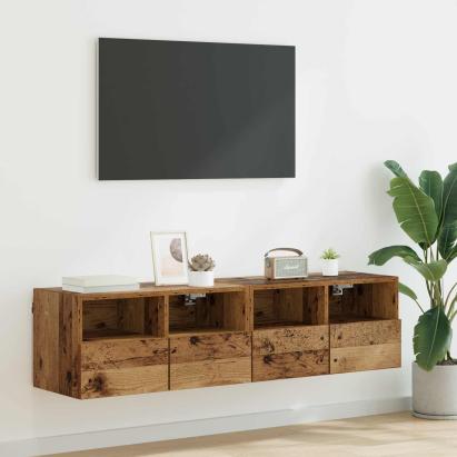 Dulapuri pentru TV Pe perete 2 pcs Lemn Vechi 60 x 30 x 30 cm GartenMobel Dekor