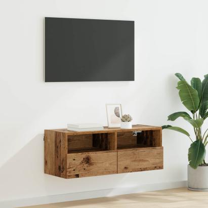 Dulap TV de perete Lemn Vechi 80 x 30 x 30 cm Lemn compozit GartenMobel Dekor