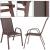 Set 2 scaune de gradina maro, metal si textilene, pentru terasa si balcon