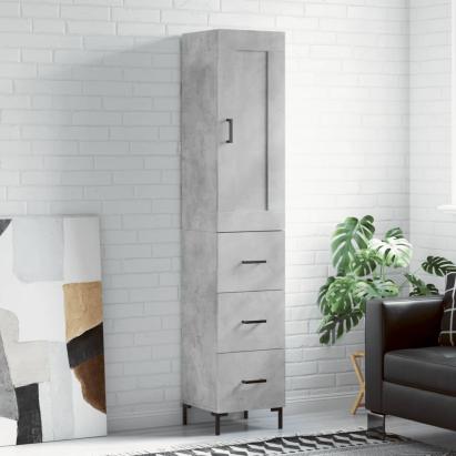 Dulap înalt, gri beton, 34,5x34x180 cm, lemn prelucrat GartenMobel Dekor
