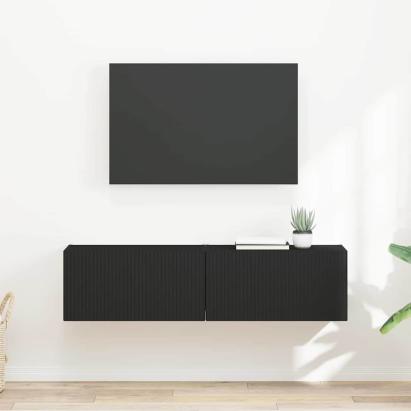 Dulap TV de perete 2 pcs Negru 60 x 31 x 29,5 cm Lemn compozit GartenMobel Dekor