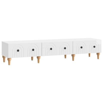 Cabinet TV Alb foarte lucios 147 x 34,5 x 30 cm Lemn prelucrat GartenMobel Dekor