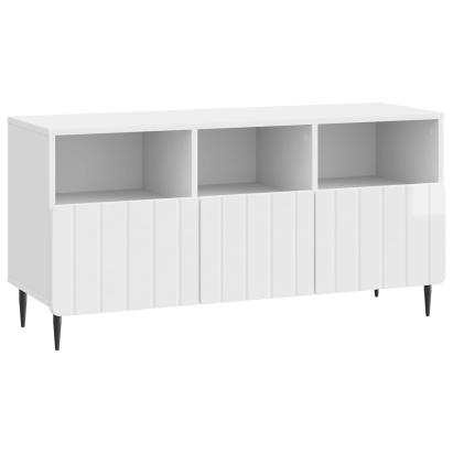 Cabinet TV Alb foarte lucios 102 x 34,5 x 50 cm Lemn prelucrat GartenMobel Dekor
