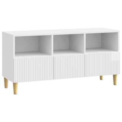 Cabinet TV Alb foarte lucios 102 x 34,5 x 50 cm Lemn prelucrat GartenMobel Dekor