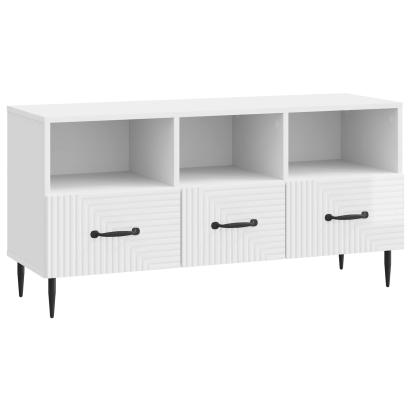 Cabinet TV Alb foarte lucios 102 x 34,5 x 50 cm Lemn prelucrat GartenMobel Dekor