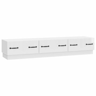 Cabinet TV Alb foarte lucios 147 x 34,5 x 27 cm Lemn prelucrat GartenMobel Dekor