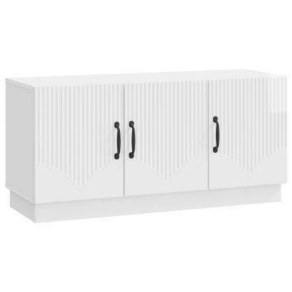 Cabinet TV Alb foarte lucios 99 x 34,5 x 47 cm Lemn prelucrat GartenMobel Dekor