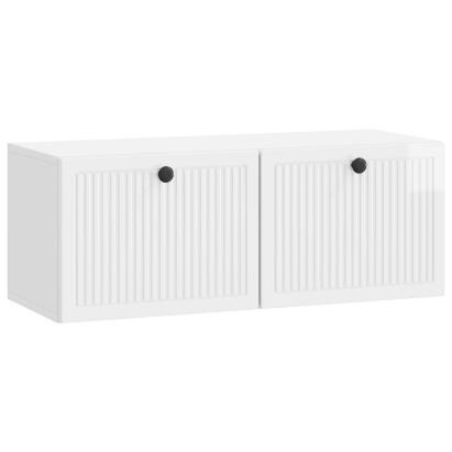 Dulap TV suspendat pentru living, alb foarte lucios, 78,5 cm