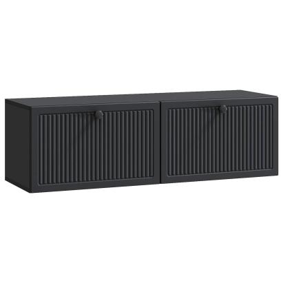Dulap TV suspendat negru, 98 x 31 x 30 cm, cu 2 uși, stil modern