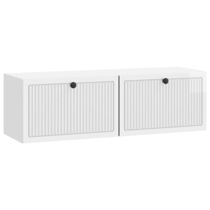 Dulap TV suspendat alb foarte lucios, 98 x 31 x 30 cm, 2 uși