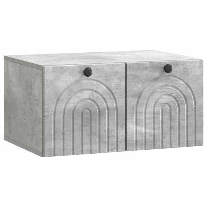 Dulap TV suspendat gri beton cu 2 uși, 59,5 x 41 x 30 cm