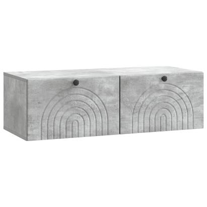 Dulap TV suspendat gri beton 99 x 41 x 30 cm, 2 uși, montaj pe perete