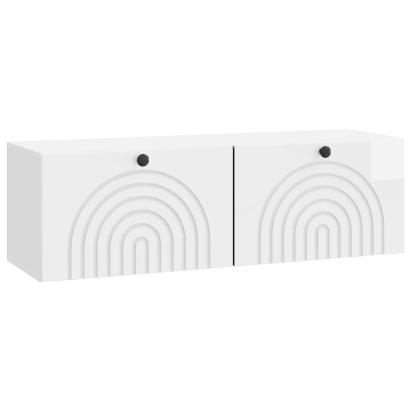 Dulap TV suspendat alb foarte lucios, 98 x 31 x 30 cm, 2 uși