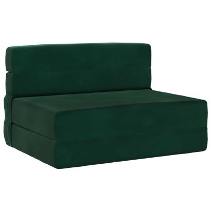 Canapea Pliantă cu Pat Verde închis 190 x 70 x 15 cm Catifea GartenMobel Dekor