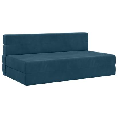 Canapea Pliantă cu Pat albastru 203 x 152 x 15 cm Catifea GartenMobel Dekor