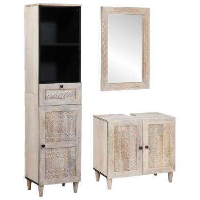 Set de mobilier pentru baie cu sertar 3 pcs Alb Lemn compozit GartenMobel Dekor