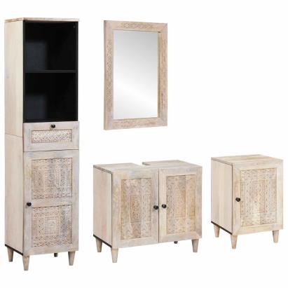 Set de mobilier pentru baie cu sertar 4 pcs Alb Lemn compozit GartenMobel Dekor