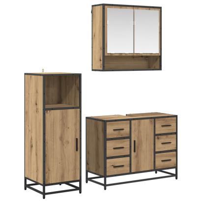 Set de mobilier pentru baie cu sertar 3 pcs Stejar Artizanal GartenMobel Dekor