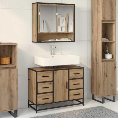 Set de mobilier pentru baie cu sertar 2 pcs Stejar Artizanal GartenMobel Dekor