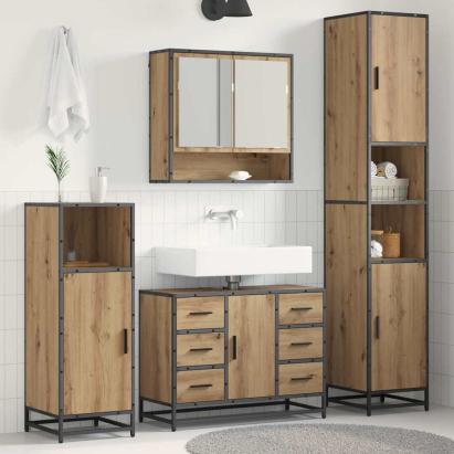 Set de mobilier pentru baie cu sertar 4 pcs Stejar Artizanal GartenMobel Dekor
