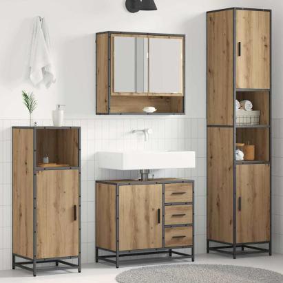 Set de mobilier pentru baie cu sertar 4 pcs Stejar Artizanal GartenMobel Dekor