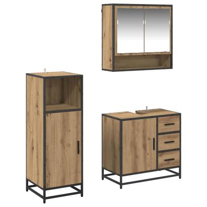 Set de mobilier pentru baie cu sertar 3 pcs Stejar Artizanal GartenMobel Dekor