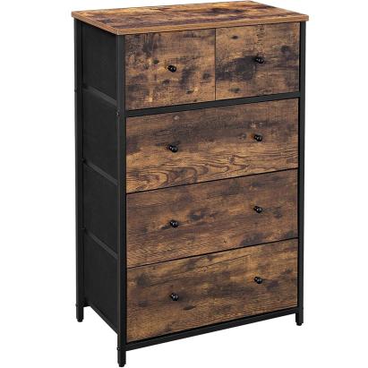 Comodă SONGMICS cu 5 sertare, stil industrial, maro rustic