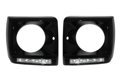 Carcasa faruri cu Lumini de zi dedicate LED DRL Crom Mercedes G-class W463 (1989-2012) G65 Design Negru Performance AutoTuning