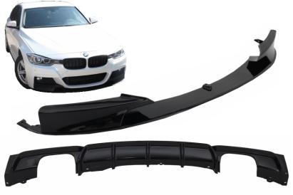 Difuzor Bara Spate Evacuare Dubla cu Prelungire Bara Fata Negru Lucios BMW Seria 3 (2011+) F30 F31 M Performance Design Performance AutoTuning