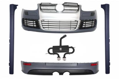 Pachet Exterior Complet cu Sistem De Evacuare VW Golf V 5 (2003-2007) R32 Aluminiu Look Performance AutoTuning