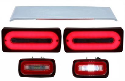 Stopuri Full LED cu Lampa Ceata si Eleron Portbagaj MERCEDES Benz W463 G-Class (1989-2015) Rosu Semnalizare Dinamica Performance AutoTuning