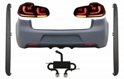 Bara Spate cu Sistem de Evacuare si Stopuri Full LED VW Golf 6 VI (2008-2013) R20 Look Semnalizare Dinamica Performance AutoTuning
