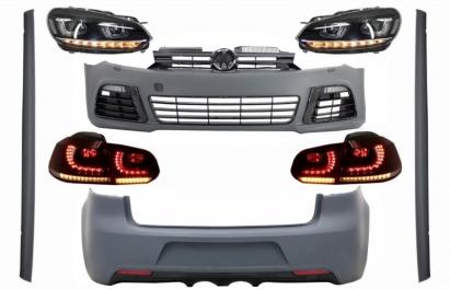 Pachet Complet Exterior VW Golf VI 6 MK6 (2008-2013) R20 Look cu Faruri LED si Stopuri Full LED Semnal Secvential Dinamic Performance AutoTuning